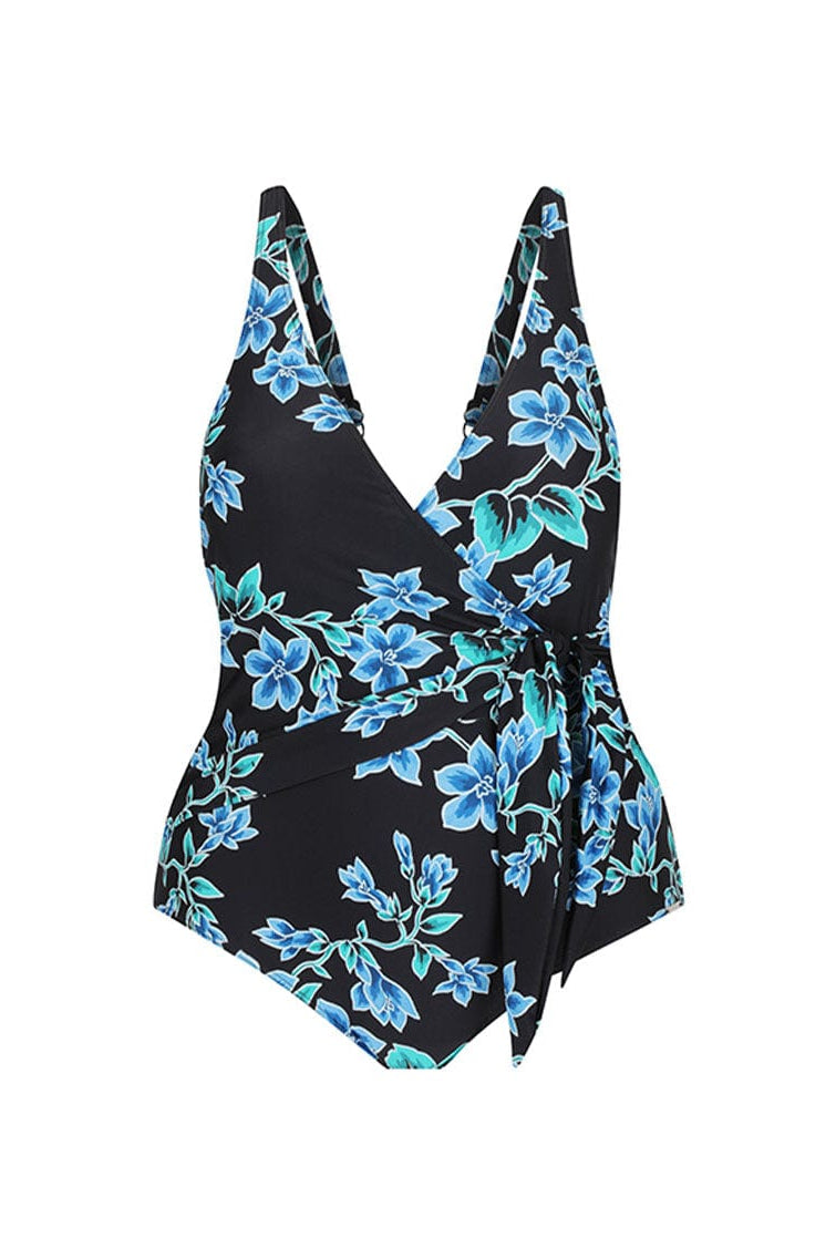 Ghost mannequin of crossover one piece with low v neck and tie side