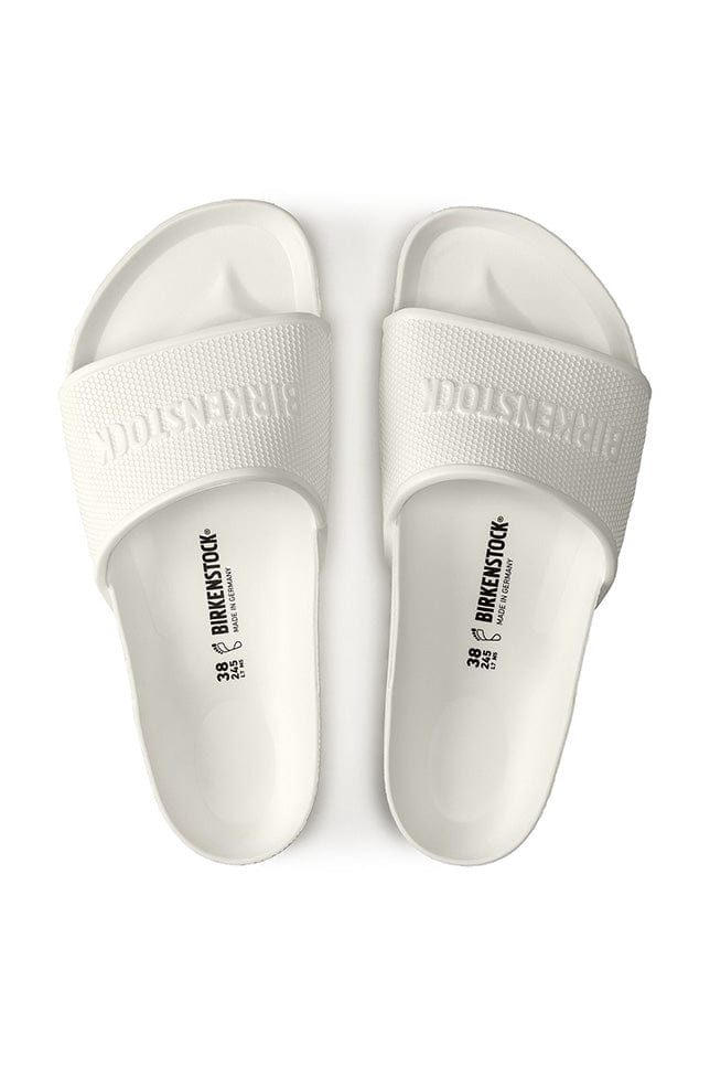 Top view white slide on sandals