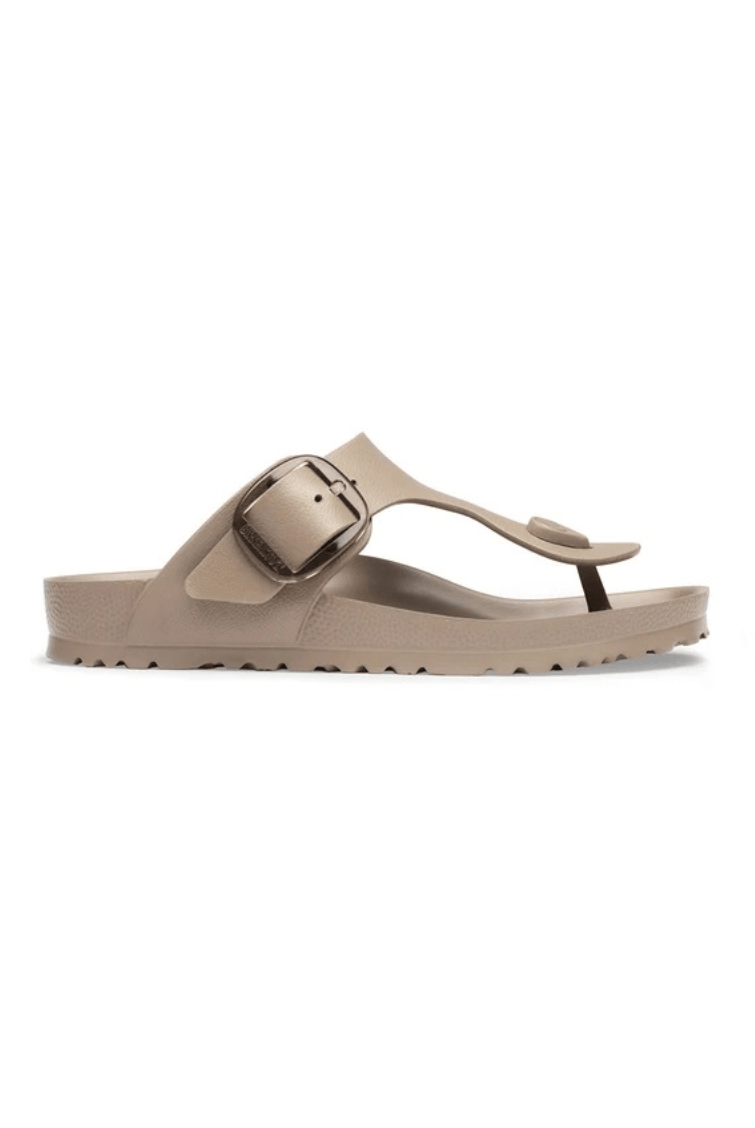 Black slide sandal on a white background