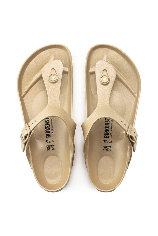 Top view gold t bar sandals
