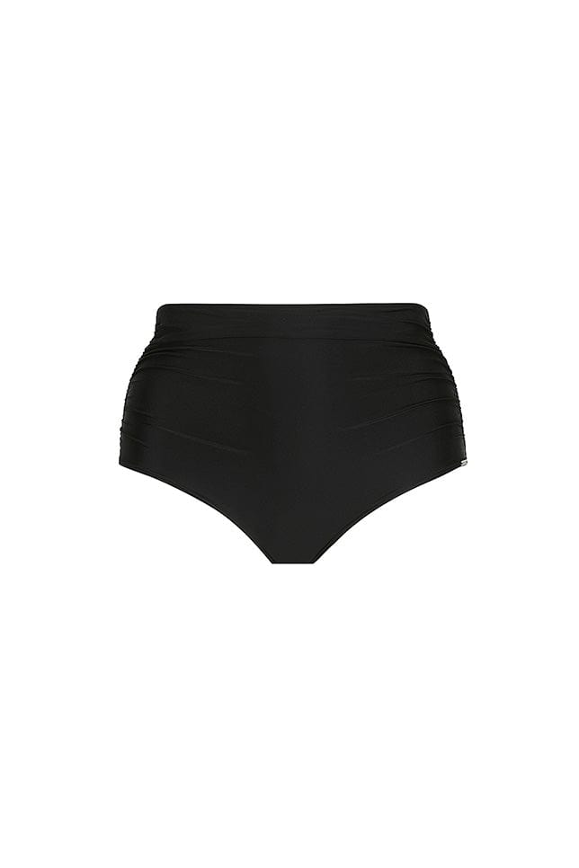 Ghost mannequin black ruched high waisted bikini bottoms