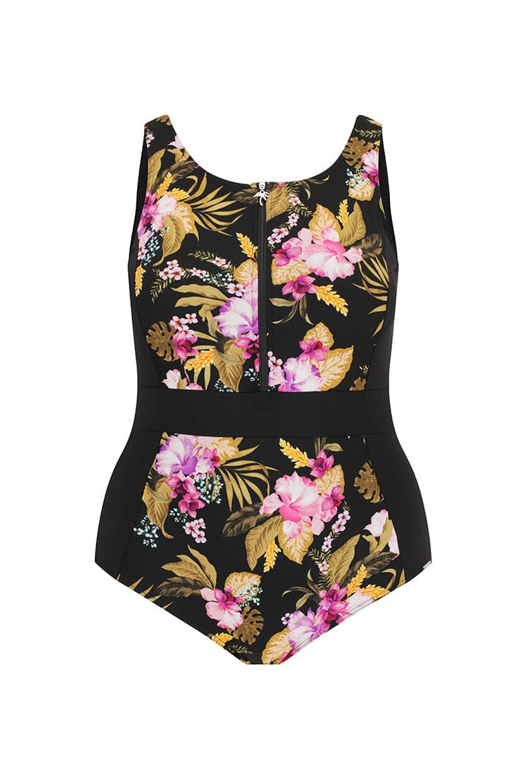 Ghost mannequin of sleevless floral pool proof one piece