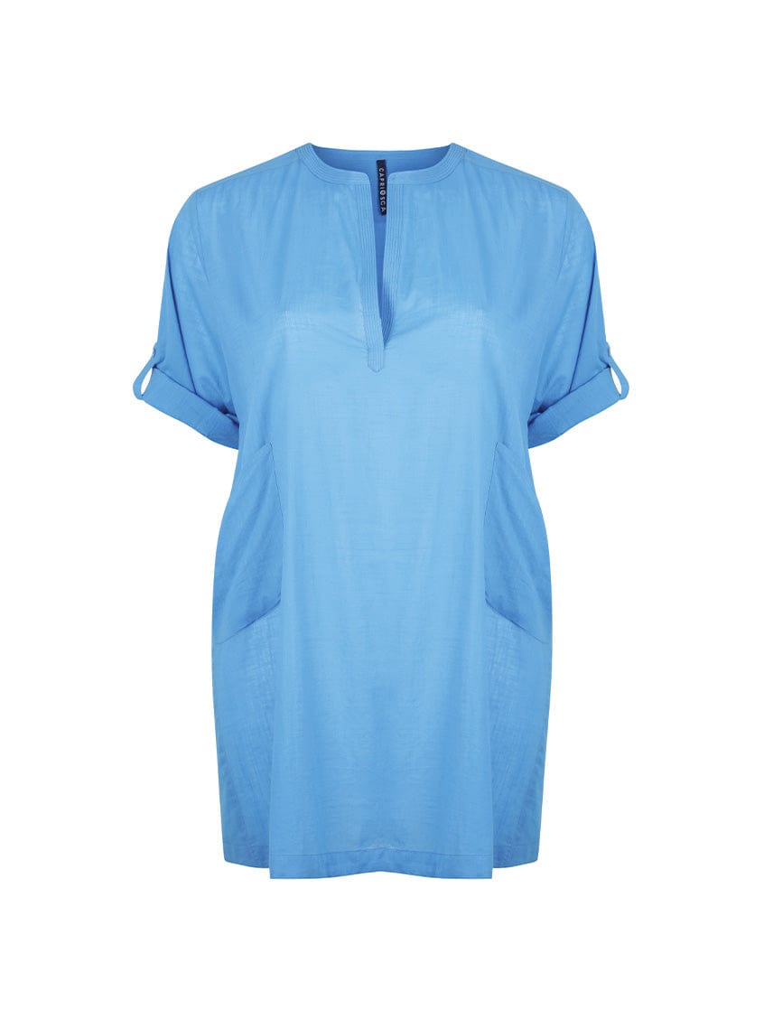 Ghost mannequin cotton over shirt provence blue