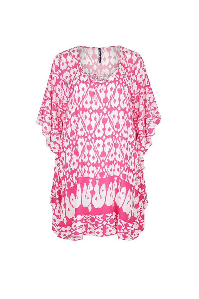 Ghost mannequin pink and white patterned kaftan