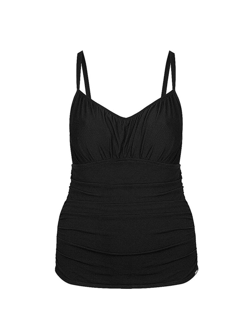 Ghost mannequin black underwire tankini top