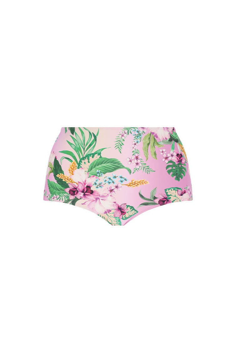 light pink floral high waisted bikini bottom