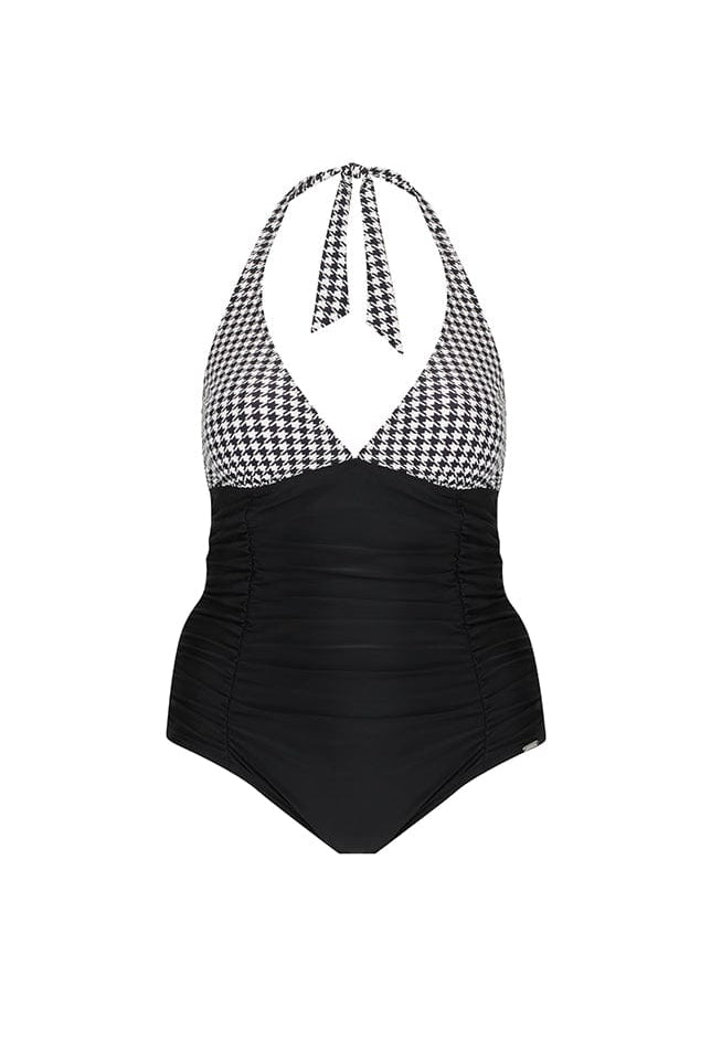 ghost mannequin hounds tooth halter one piece