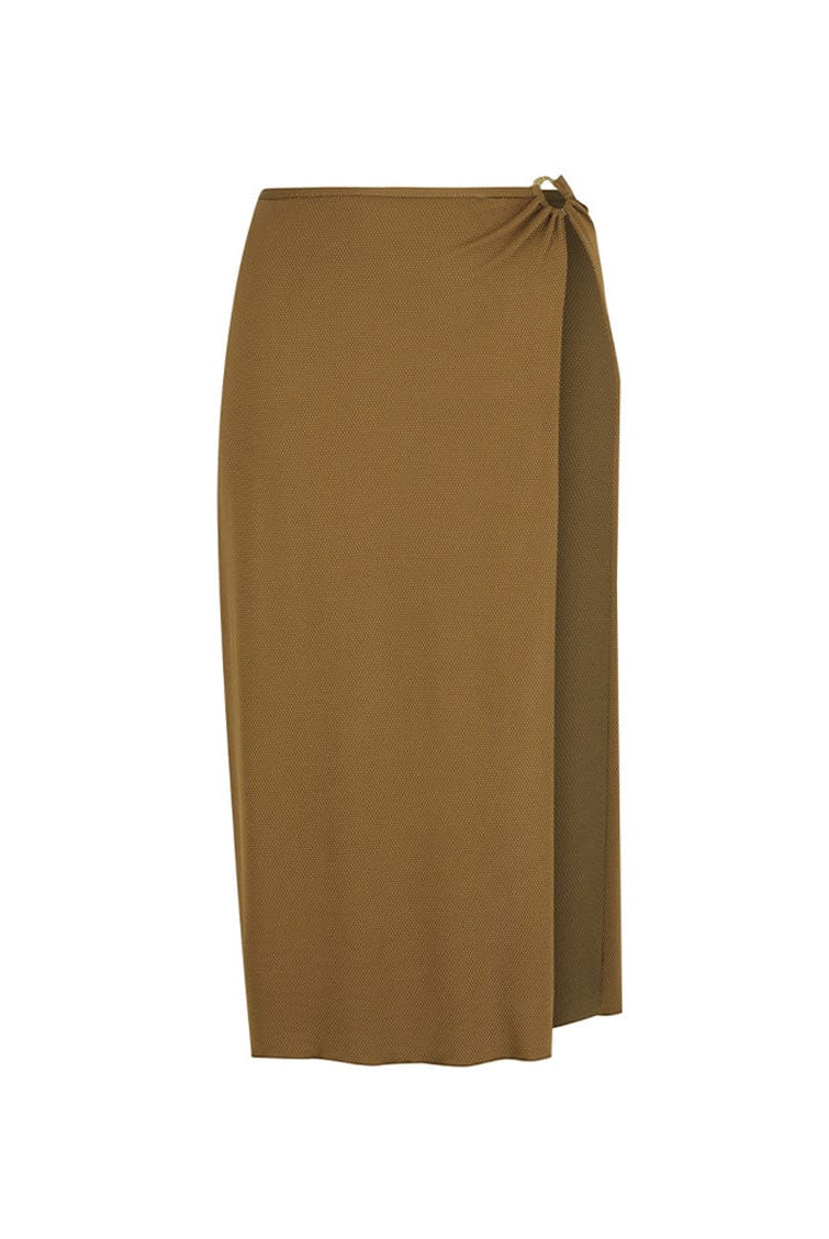 Ghost mannequin of womens full length beach skirt with full side split