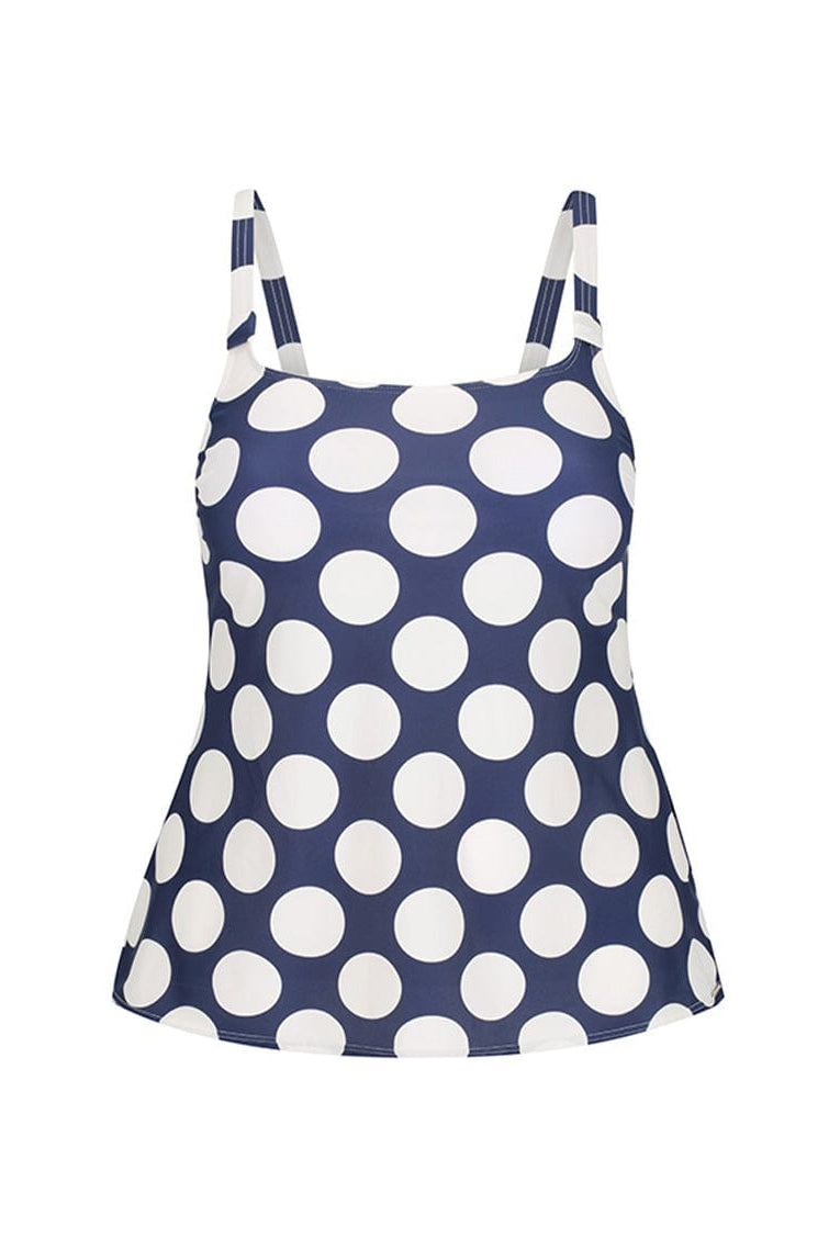 Ghost mannequin of large spotted tankini top for women