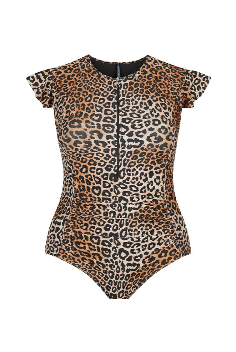 leopard high neck one piece ladies bathers