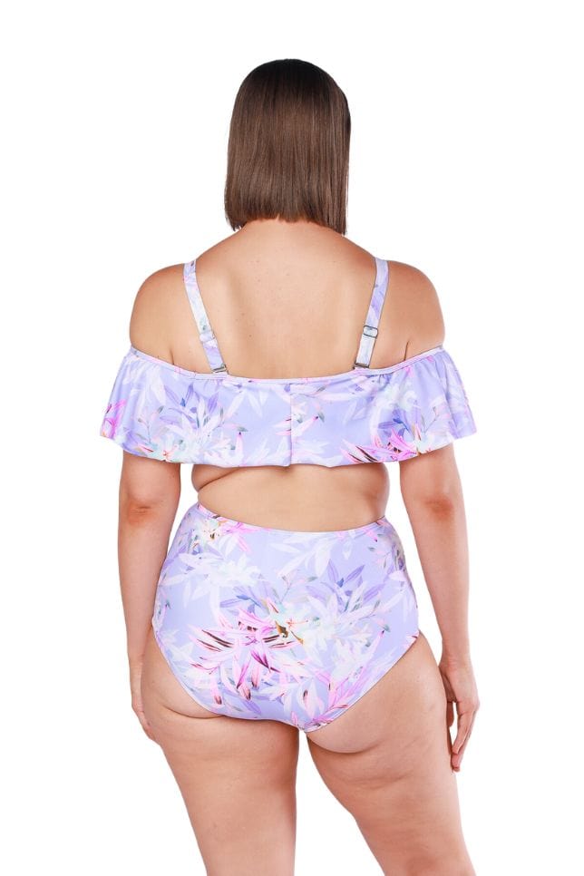 lilac floral strapless bikini top