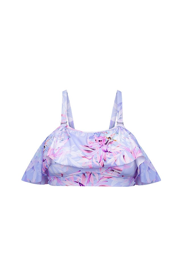 Ghost mannequin lilac floral bikini top with removable straps