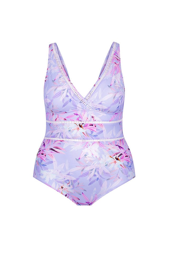 Ghost mannequin lilac floral v neck one piece