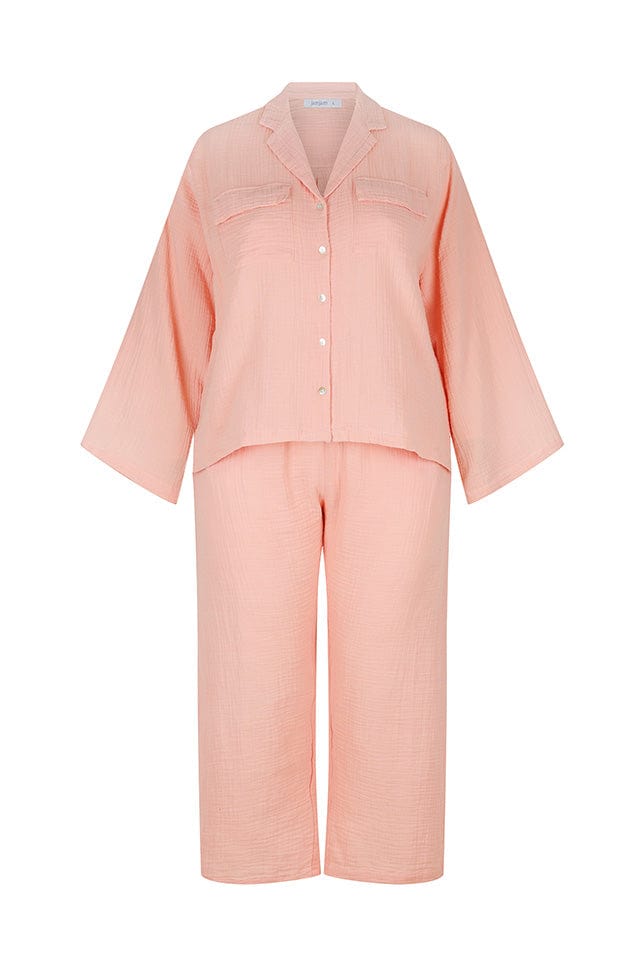 ghost mannequin of musk pink long sleeve and long pant loungewear set