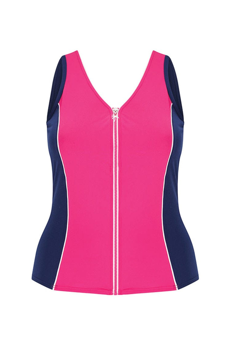 Ghost mannequin pink and navy tankini top