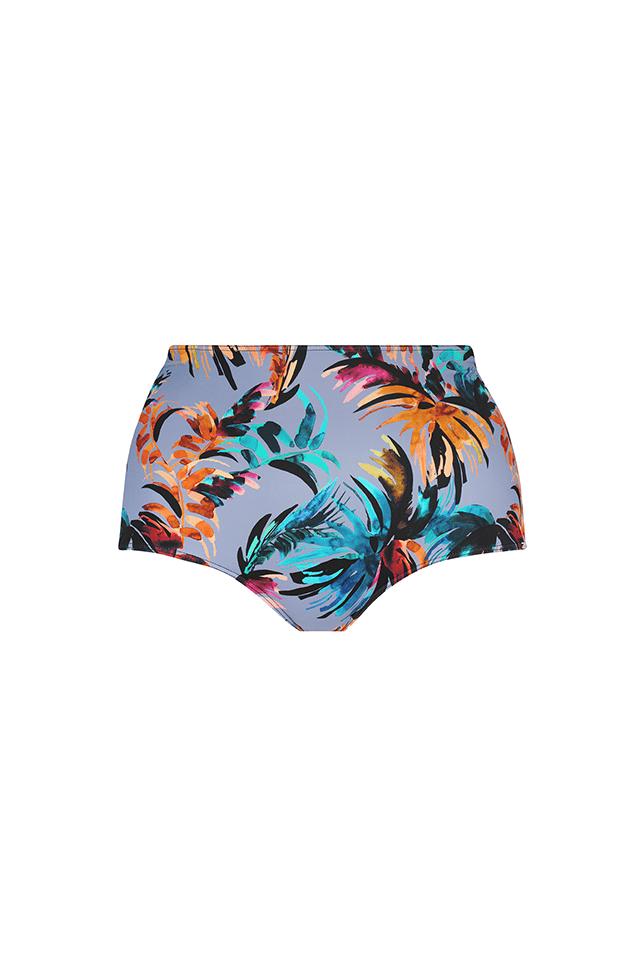 Ghost mannequin tropical print high waisted swim bottoms