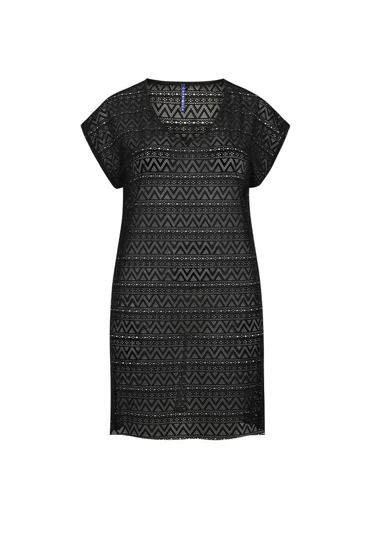 Ghost mannequin black mesh beach cover up