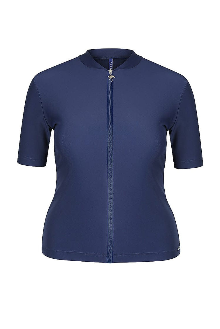 Ghost mannequin navy zip front short sleeve rash vest