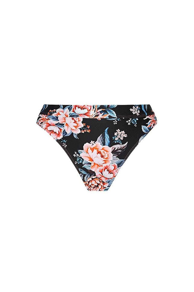 Ghost mannequin black floral high waisted bikini bottoms