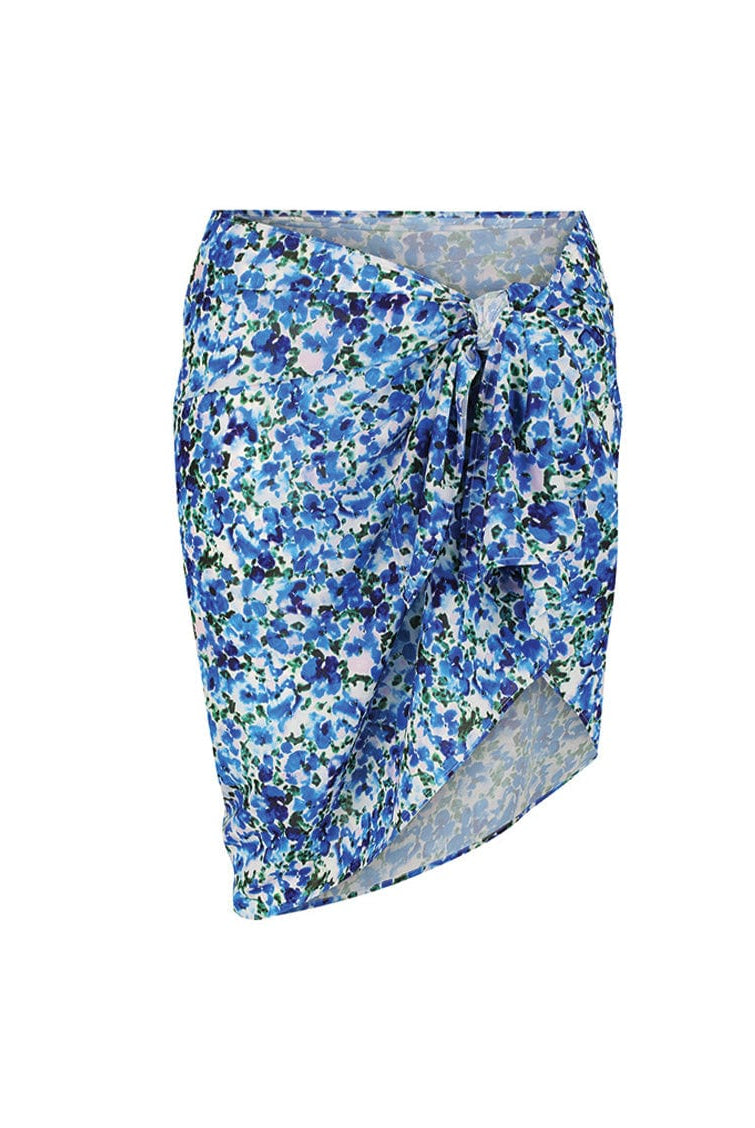 Ghost mannequin blue floral tie sarong