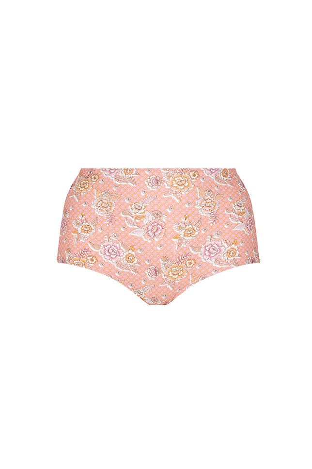Ghost mannequin pink floral high waisted bikini bottoms