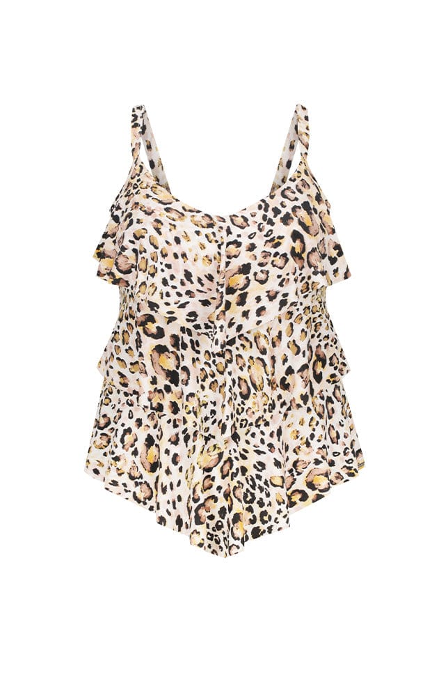 Ghost mannequin leopard print 3 tier tankini