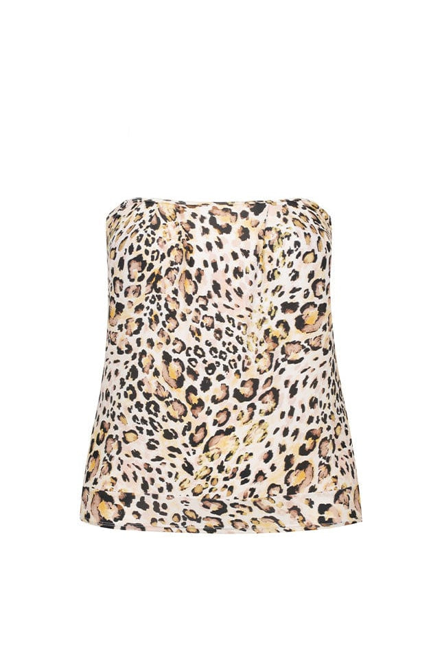 Ghost mannequin leopard print flouncy tankini top