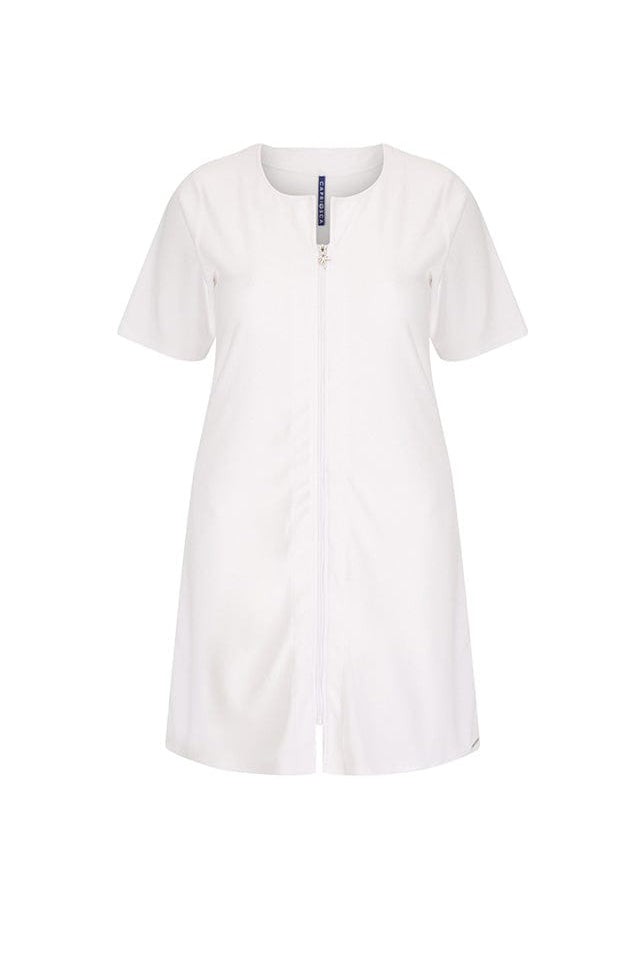 ghost mannequin white terry towelling dress
