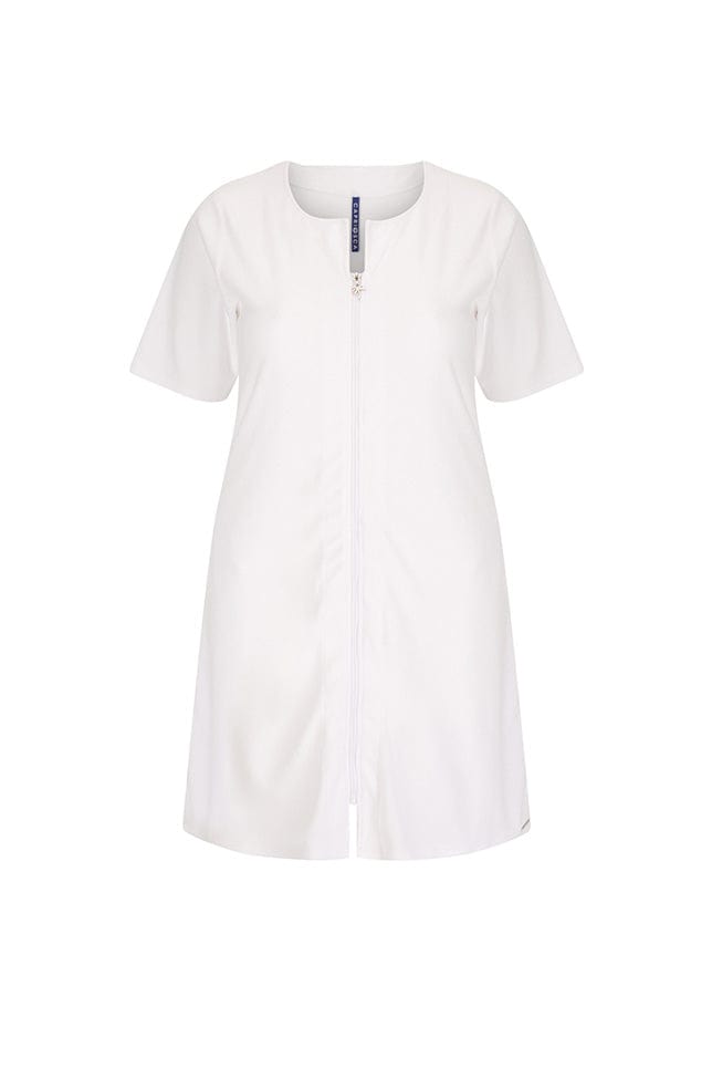 ghost mannequin white terry towelling dress