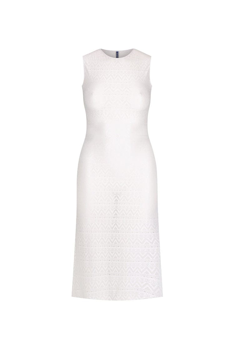 Ghost mannequin white maxi mesh dress