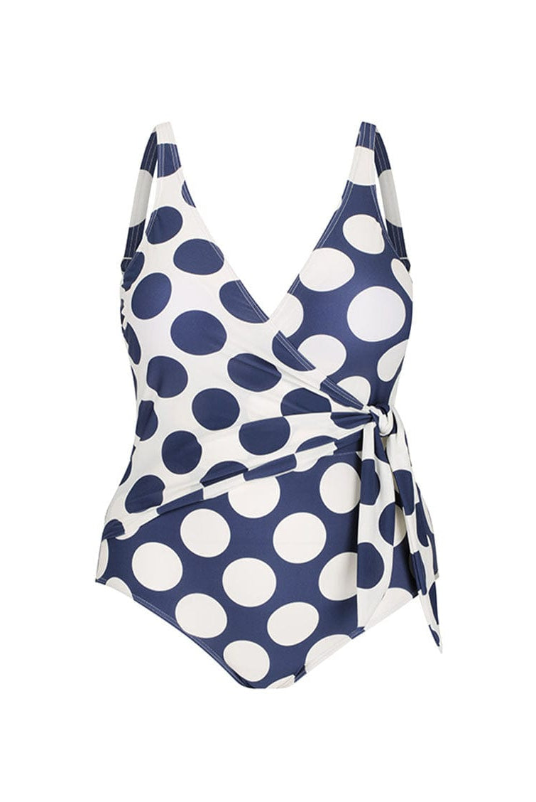 Ghost mannequin of womens v neck crossover one piece swimsuit