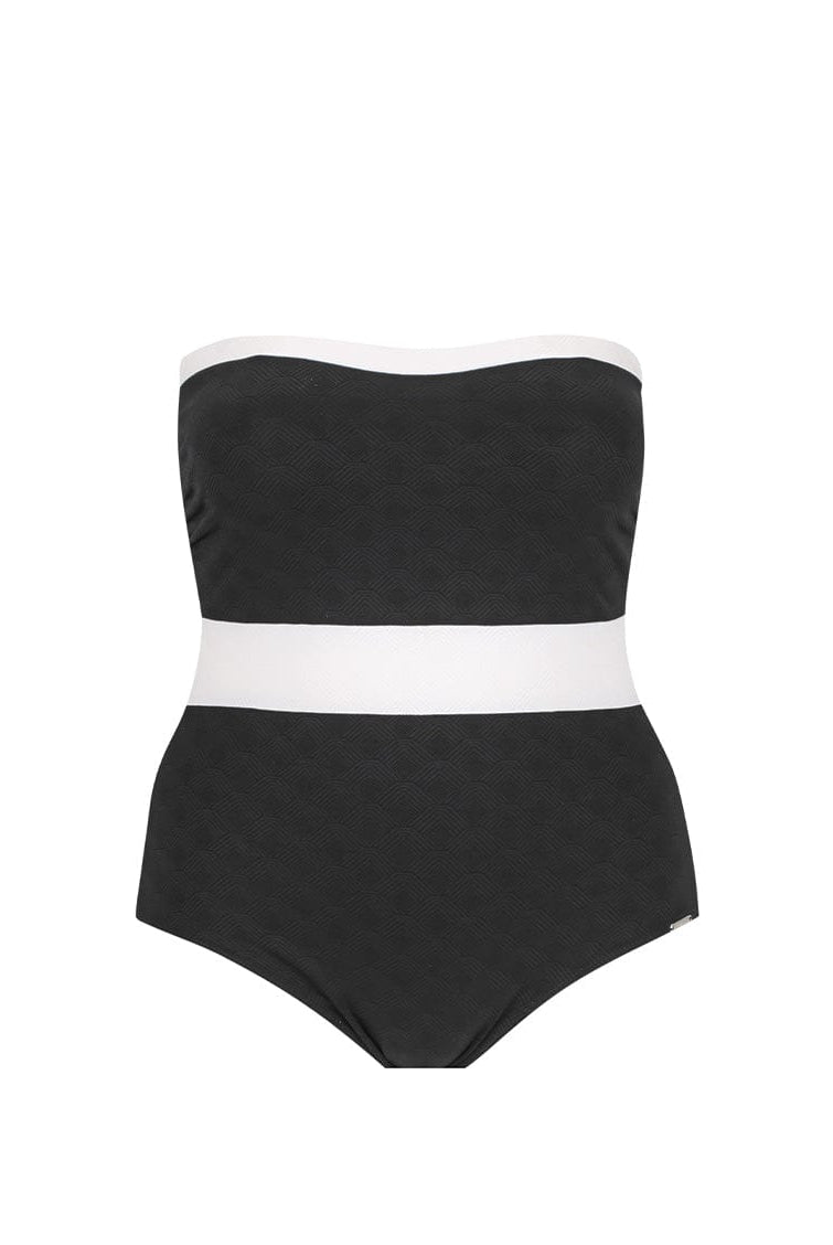 black and white bandeau women's one piece