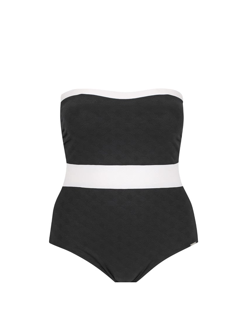 black and white bandeau women's one piece
