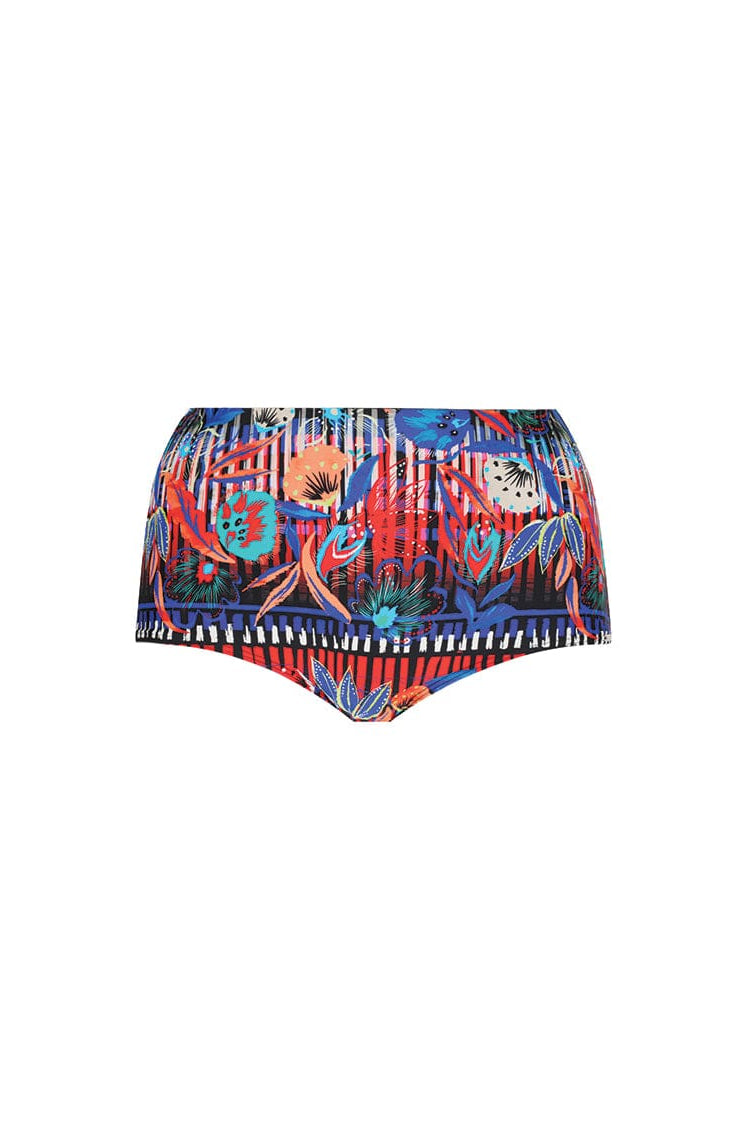 Multicolored floral-patterned swim briefs