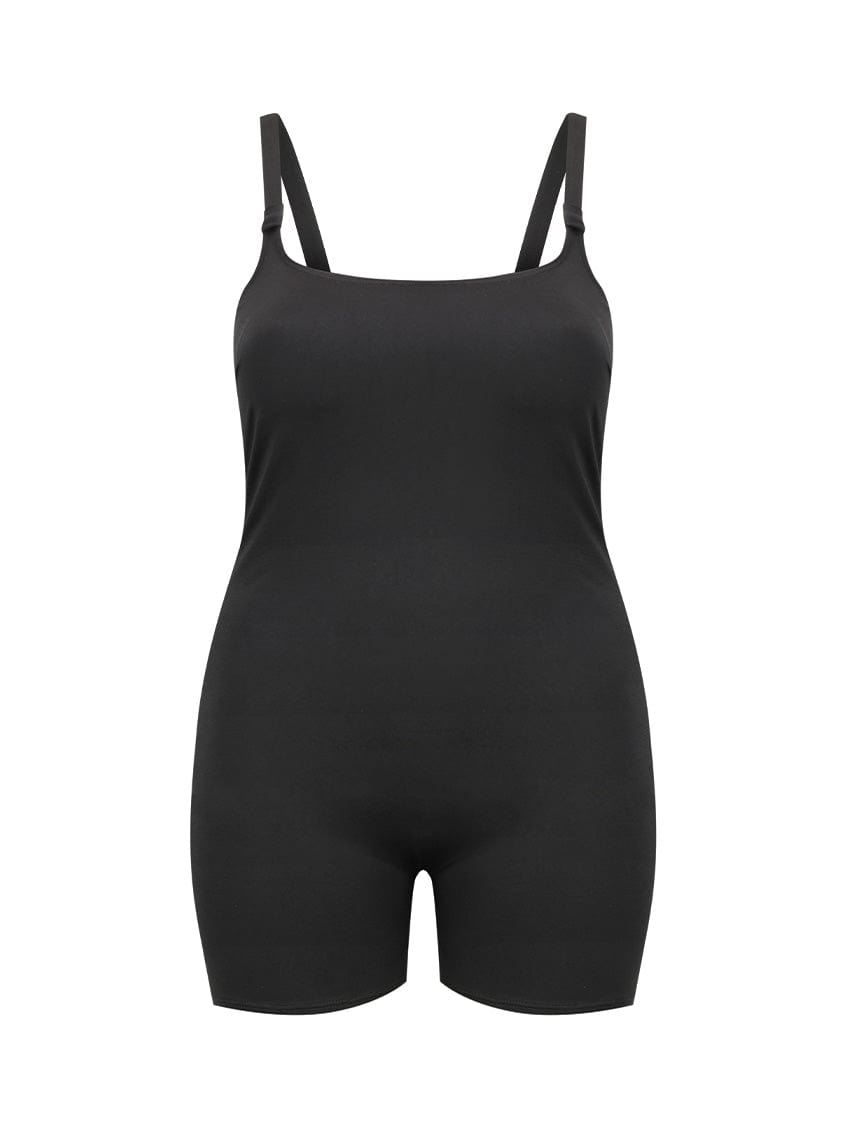 chlorine resistant black boyleg one piece