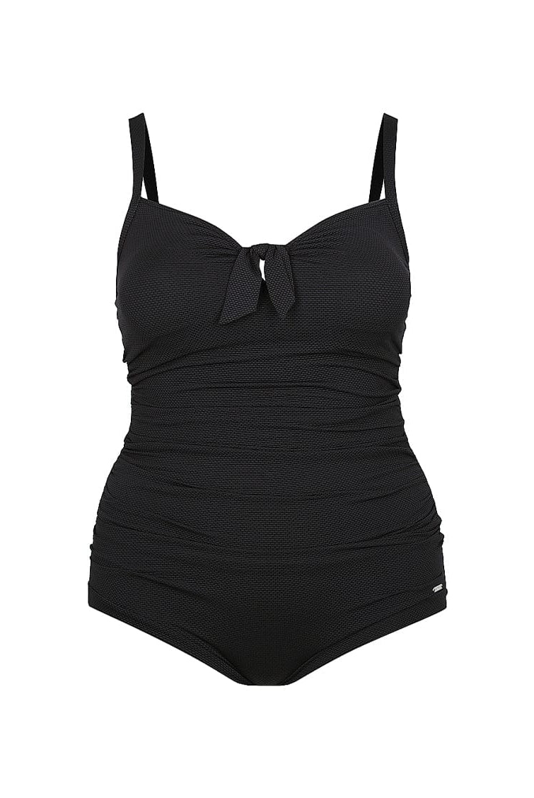 black textured swimsuit with boyleg