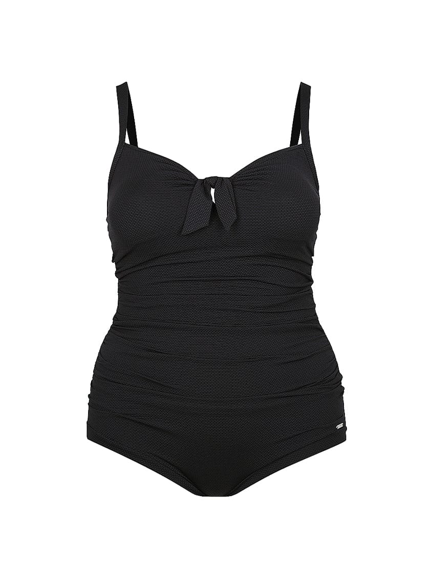 black textured swimsuit with boyleg