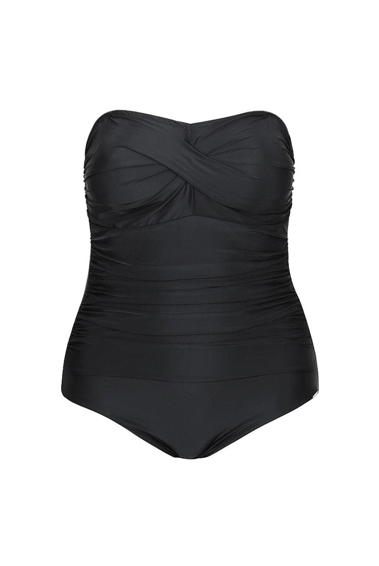 black strapless women's one piece