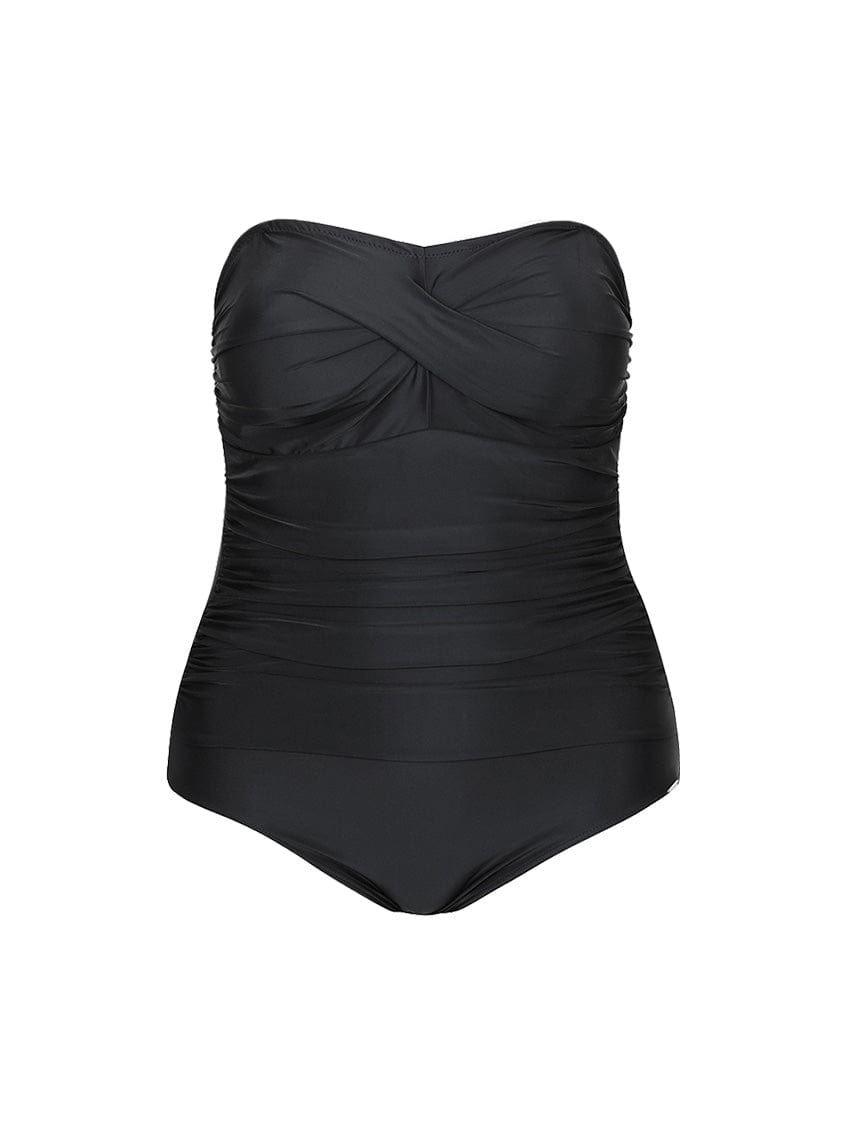 black strapless women's one piece