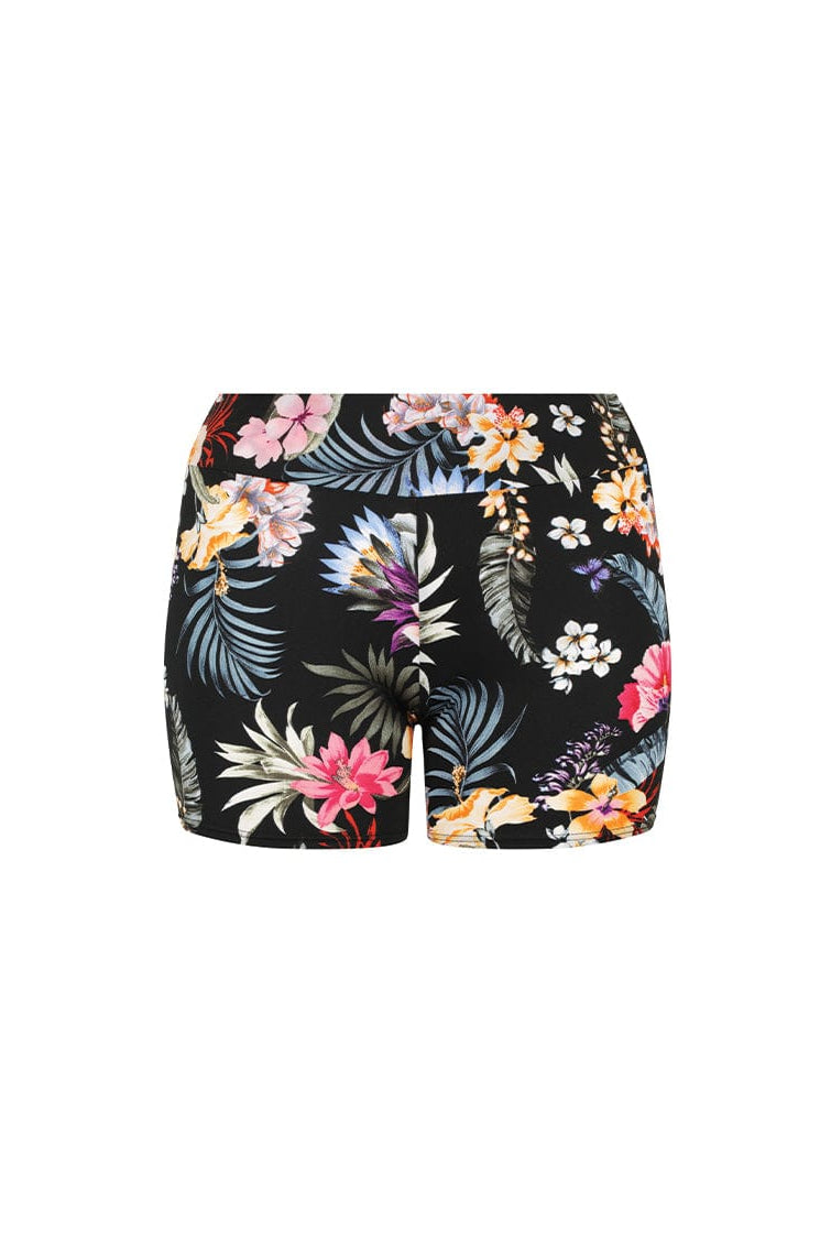 black floral boyleg swim shorts