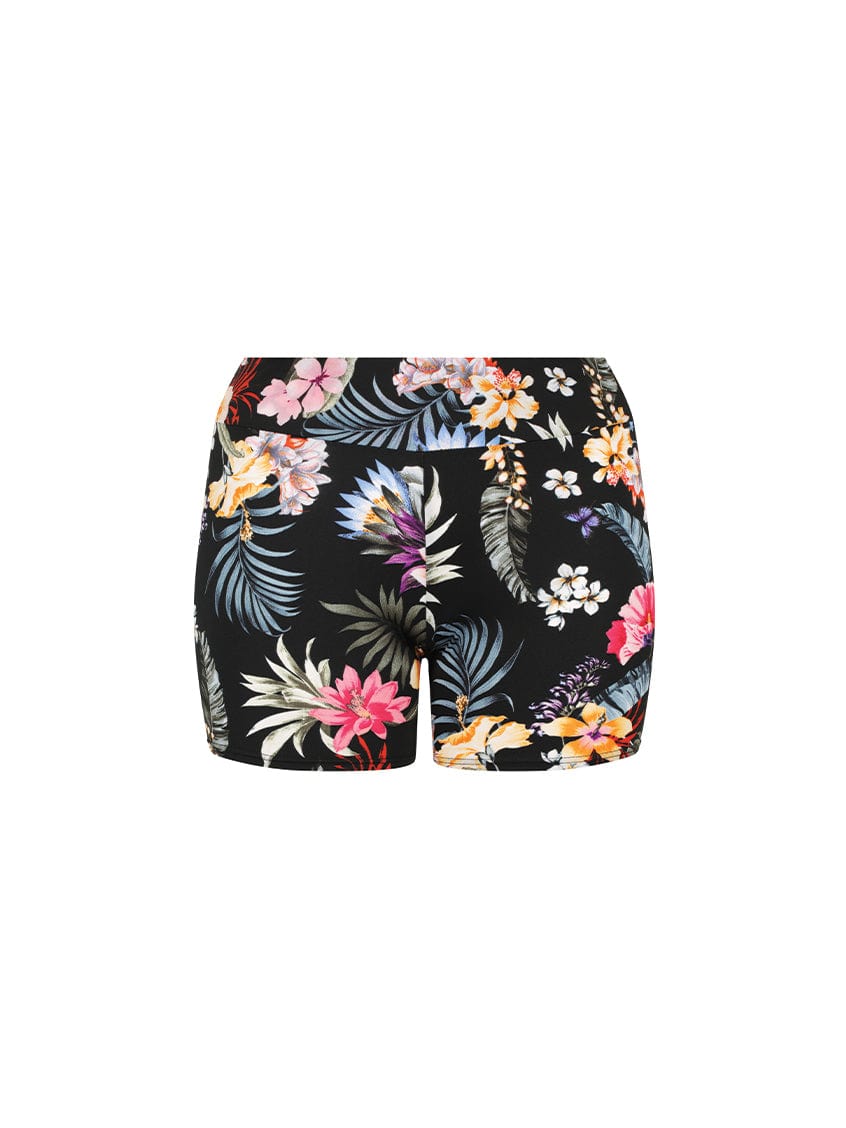 black floral boyleg swim shorts