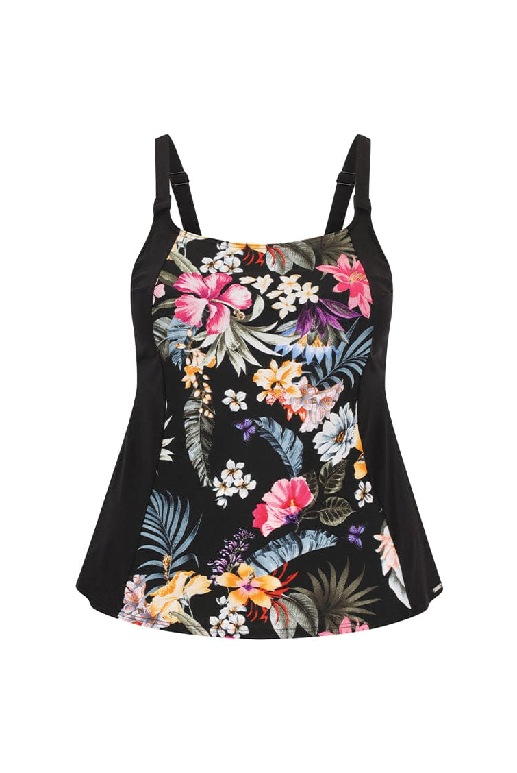 black floral women's swim tankini top