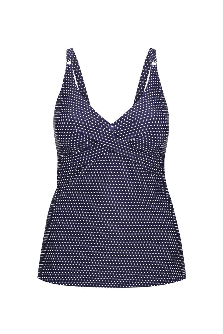 navy polka dot women's tankini