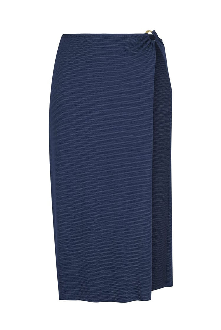 textured navy maxi skirt