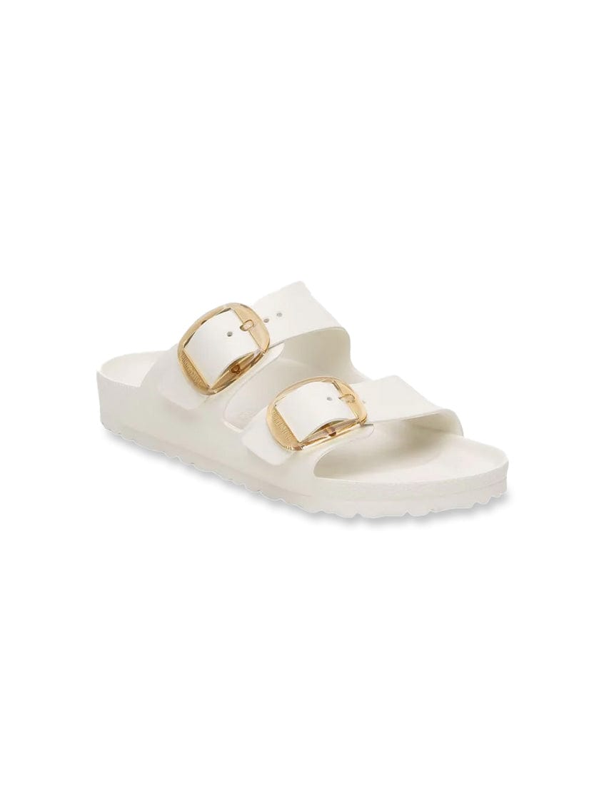 white sandal with big buckles