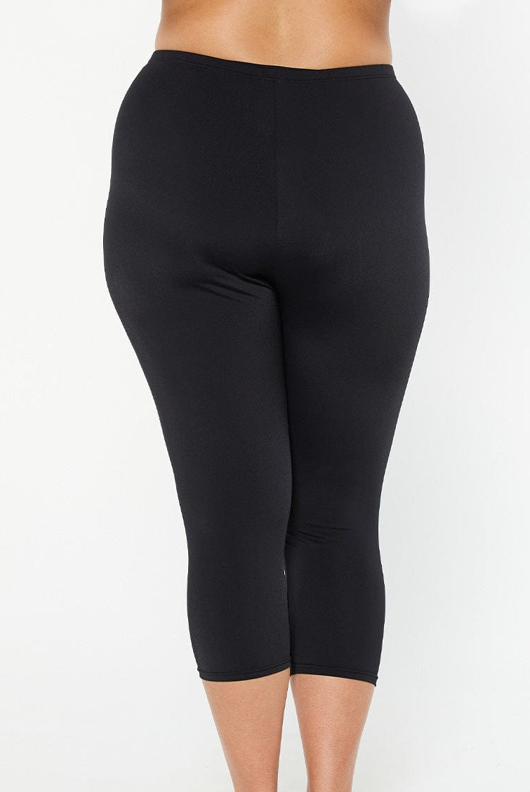 model showing back of black chlorine resistant swim pant