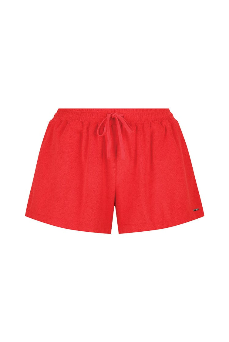 red terry towelling shorts