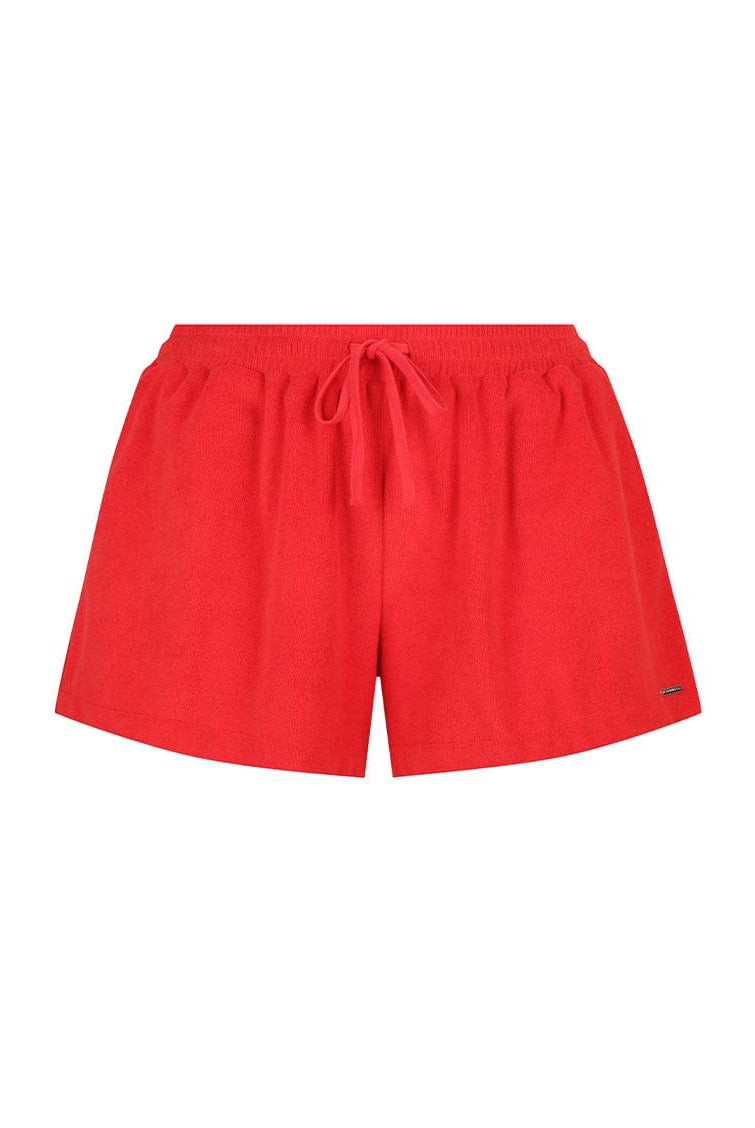 red terry towelling shorts