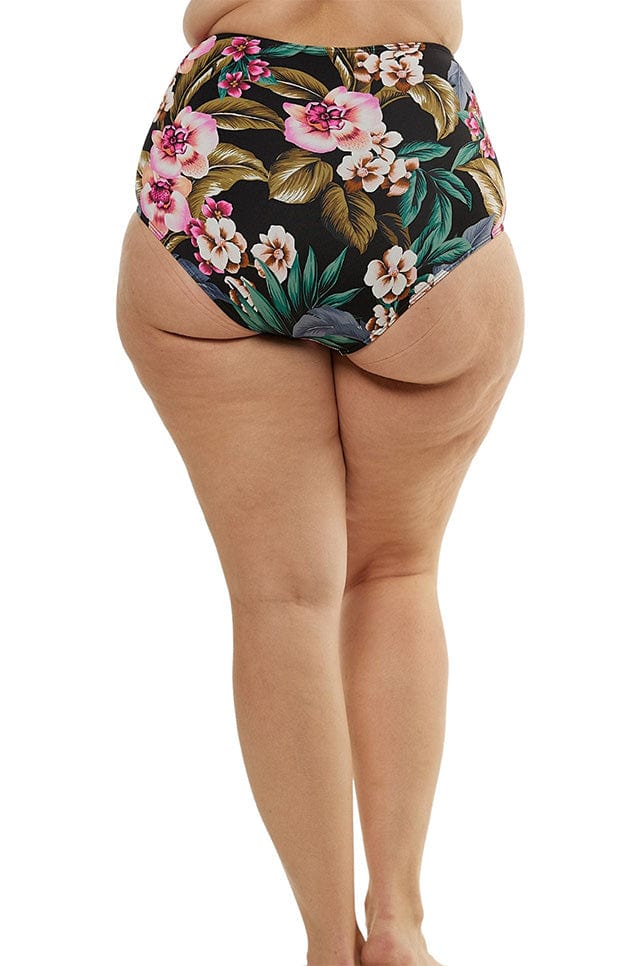 back of floral high waisted swim pant
