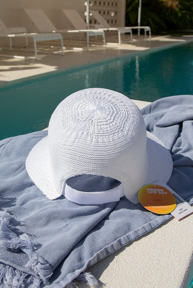 white pool hat